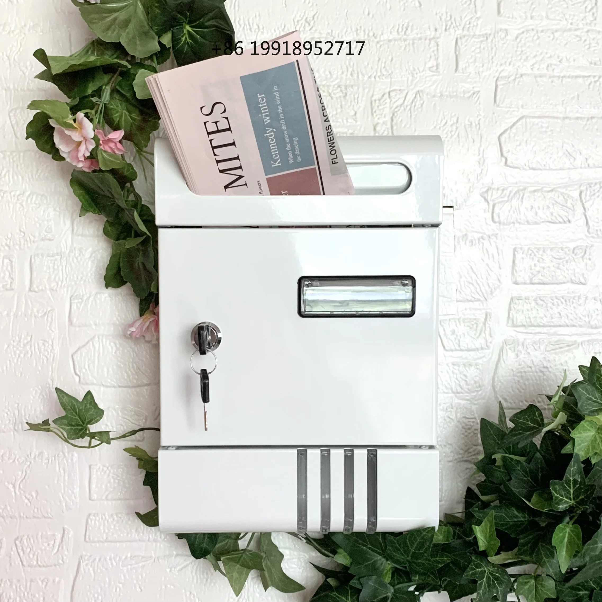 Wall Mount Mailbox Metal Delivery Box Lockable Commercial Windproof with 2 Keys Outdoor Postbox Letterbox for Gate Home JJ365