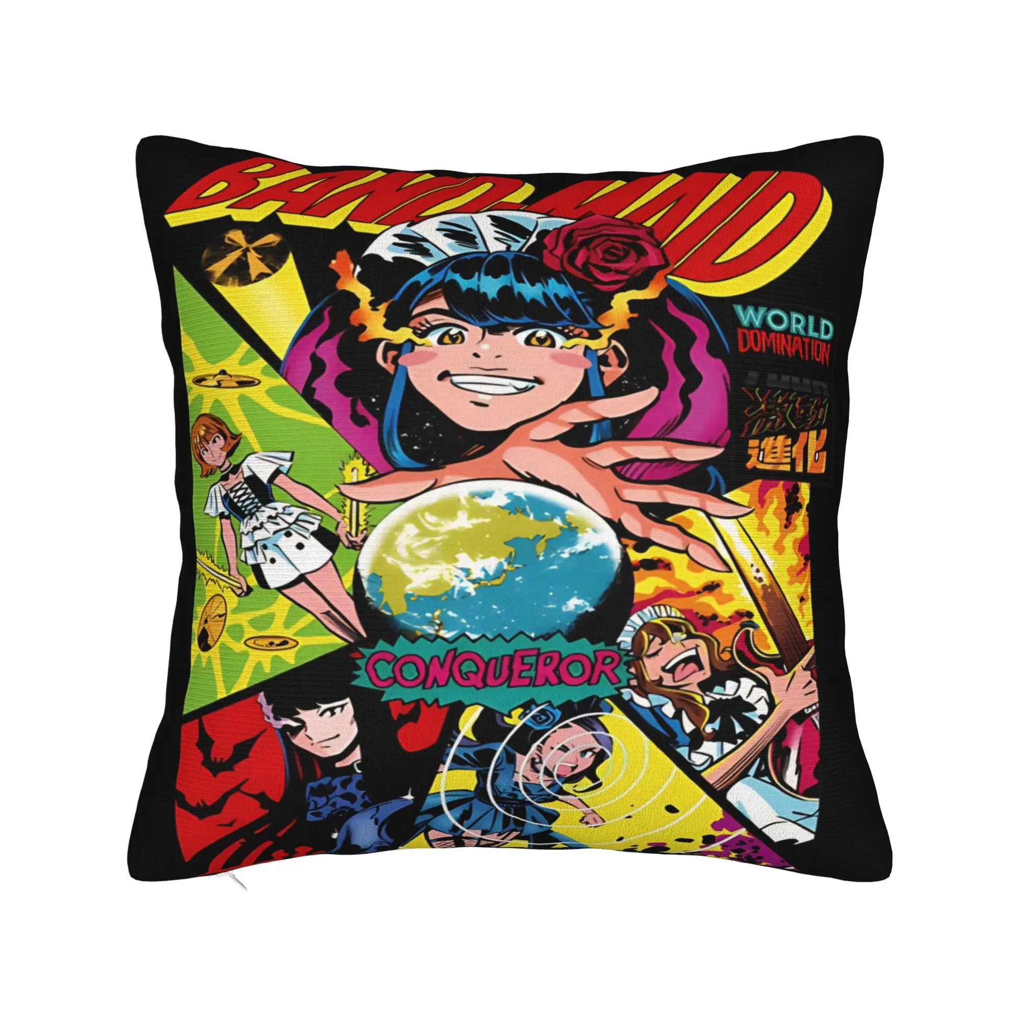 Band-Maid World Domination Square Pillow Case  Cushion Cover Fashion Zippered Decorative Pillowcase for Home 45*45cm