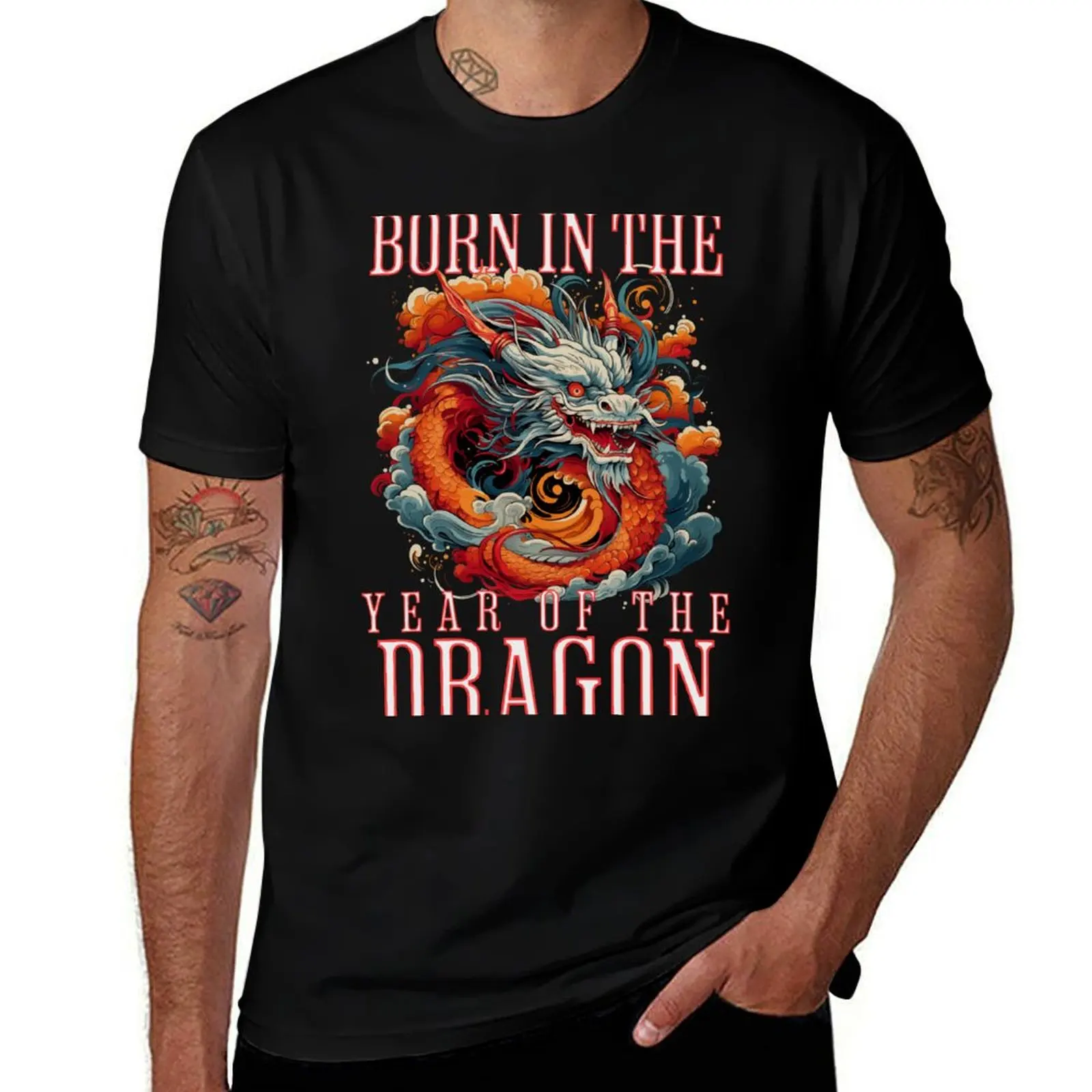 

Born In The Year of the Dragon 2024 T-Shirt cotton t shirts man 100% t shirt man casual t shirts for man graphic tees T-shirt