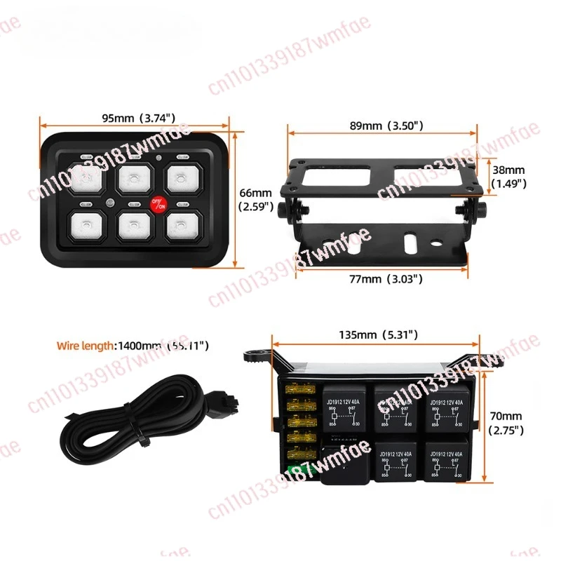 Car modified spotlight control switch assembly 6-way 8-way panel button switch Wrangler UTV RV