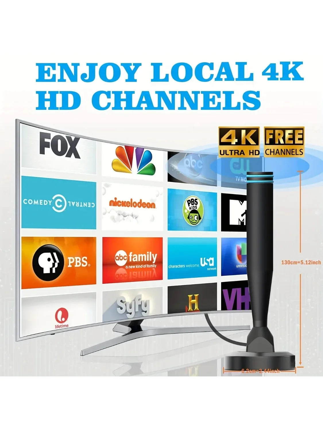 ​ ​ Antena cyfrowa HDTV 2024 - antena odbiorcza z mocną podstawą magnetyczną do użytku wewnątrz i na zewnątrz ​ ​