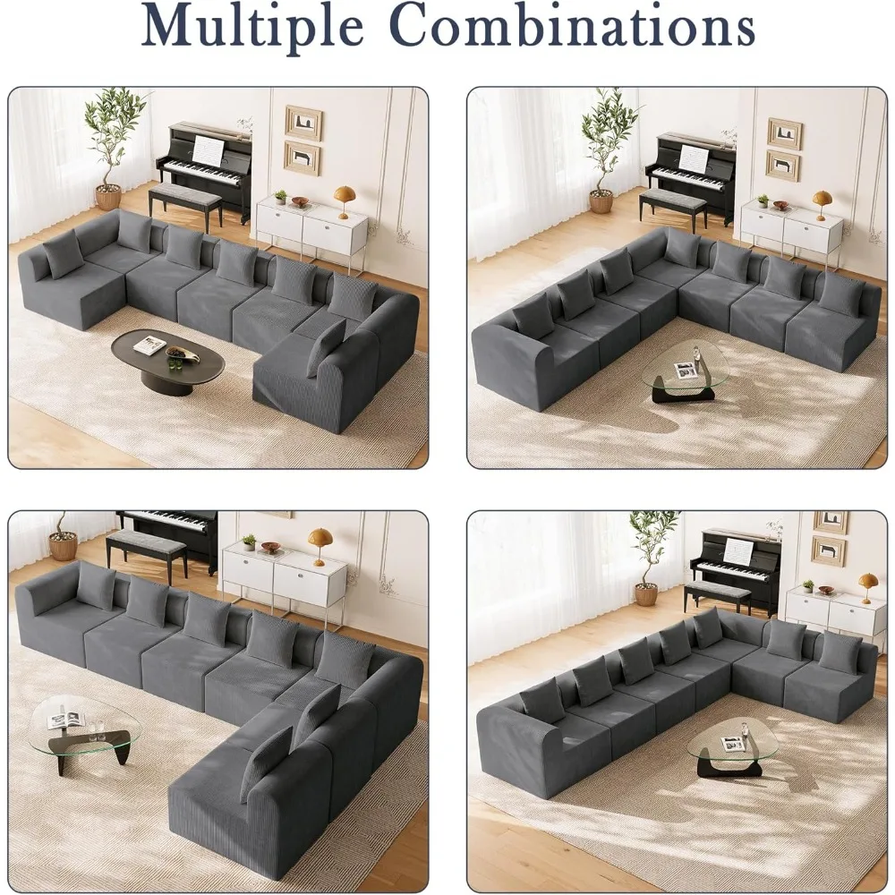 أرائك مقطعية مقاس 197.6 بوصة لغرفة المعيشة مع مقعد عميق وأريكة سحابية على شكل حرف L وإسفنج الذاكرة عالي الكثافة #5