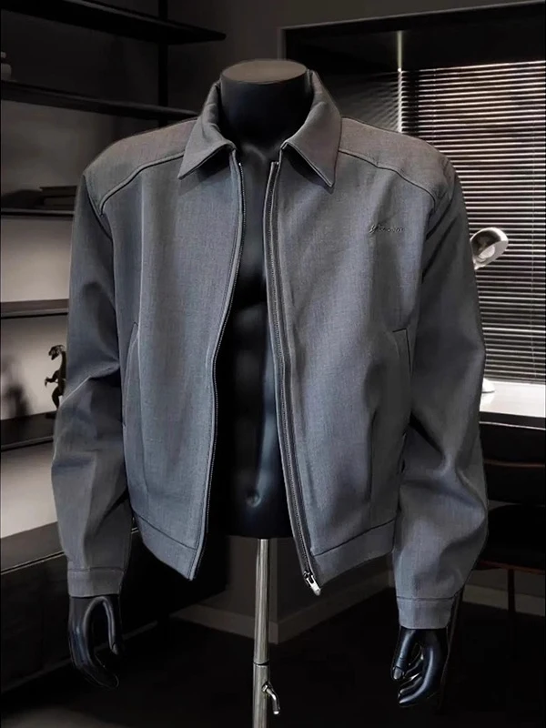 

Мужской пиджак с мягкой подкладкой, широким воротником, теплый, свободного кроя, с длинными рукавами и застежкой-молнией