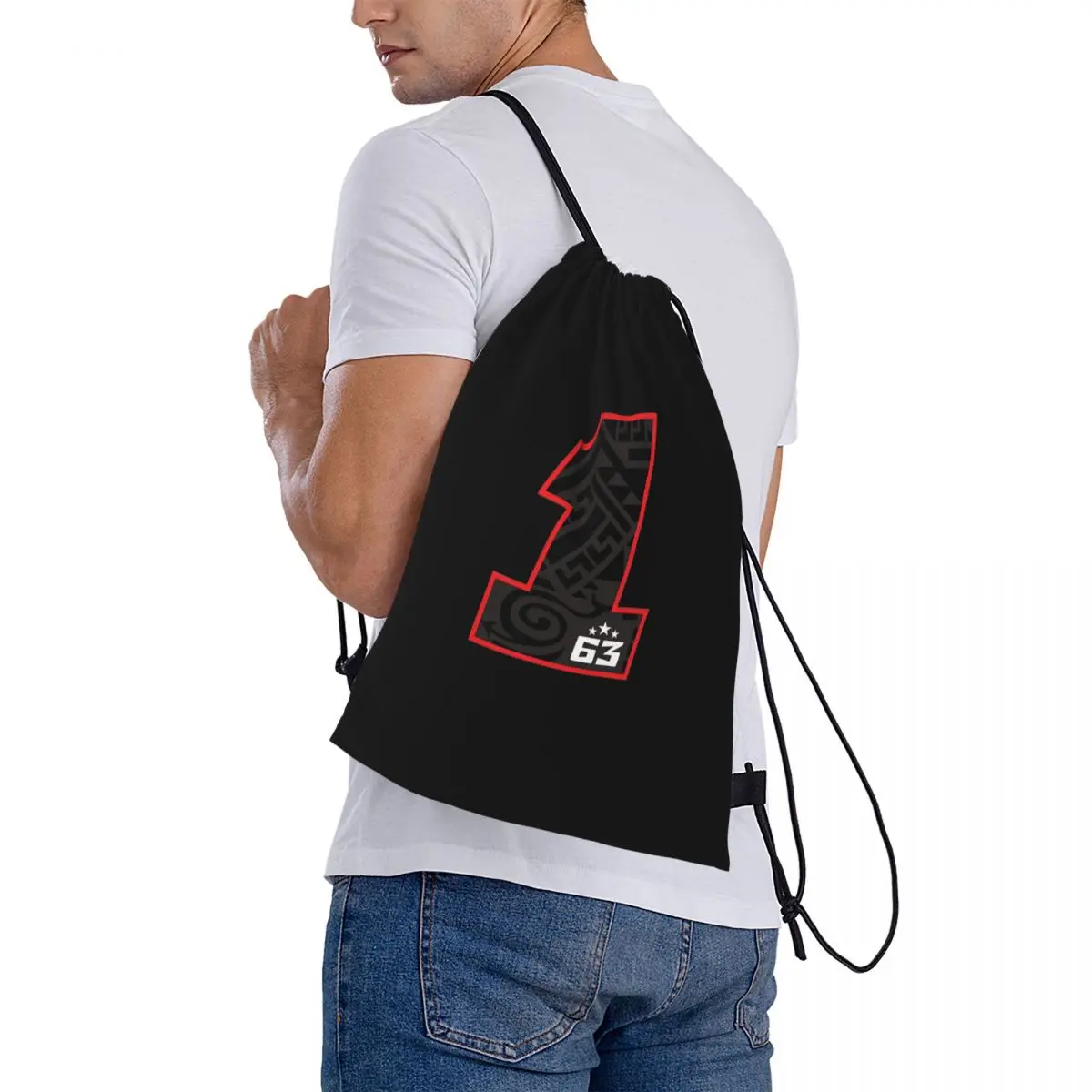 

Pecco Bagnaia Backpacks Portable Drawstring Bags Sports Bag Book Bags for Travel Students