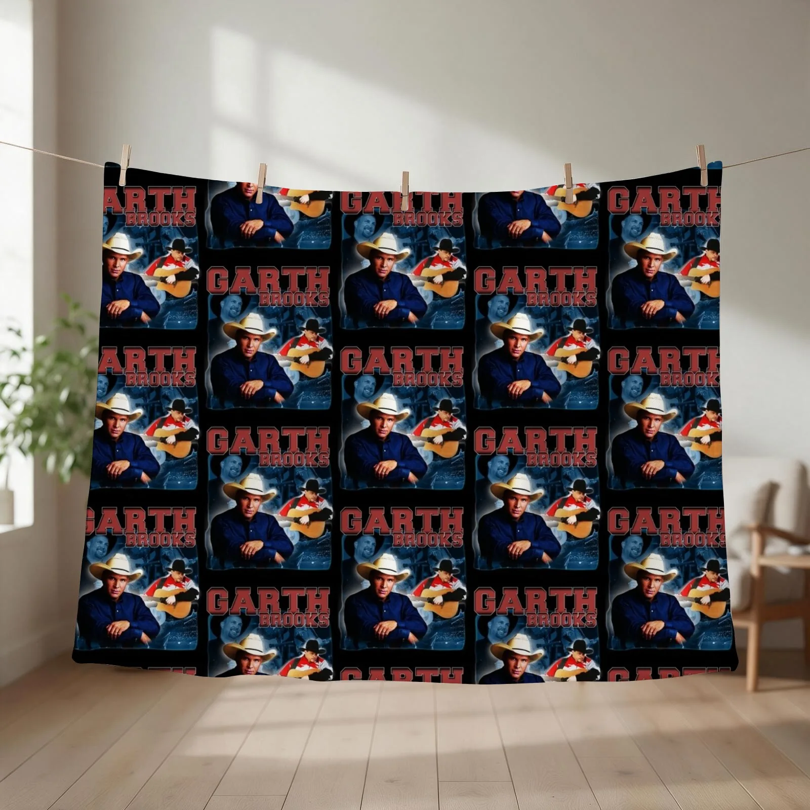 Garth Brooks Tribute Vintage Bootleg Design Throw Blanket couch cozy soft plush fuzzy picnic outdoor blanket