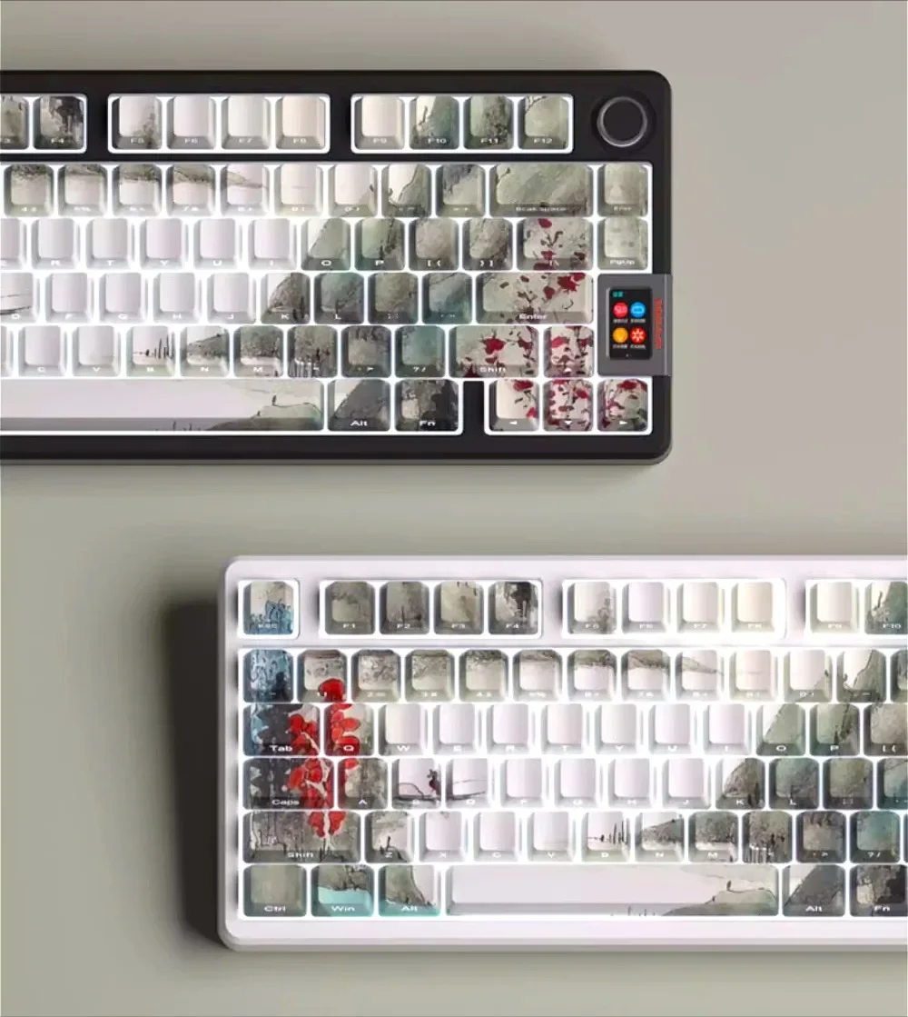 Ink Danqing Keycap Set Original Height Keycap 130 Keys Suitable for 68/75/84/87/98/Cherry MX Switch Mechanical Keyboard
