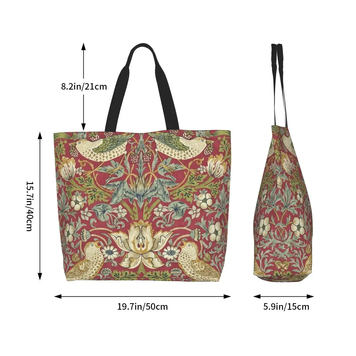 William Morris fragola ladro rosso generi alimentari Shopping Bag stampa tela Shopper borse a tracolla borsa modello di grande capacità