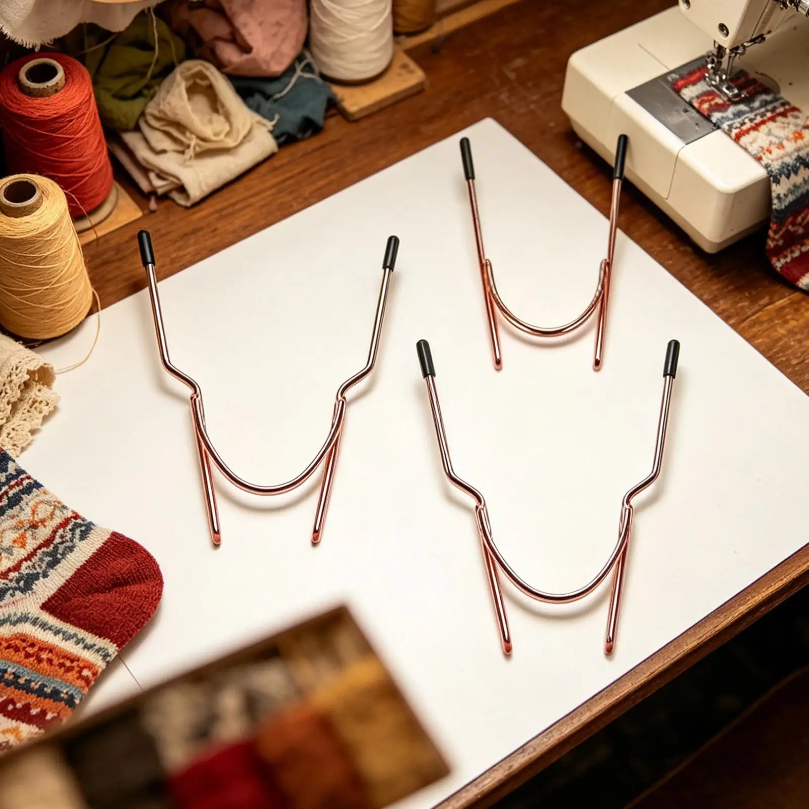3pcs/set Metal Construction Sock Hoop Embroidery Set Anti-Slip Caps Rose Gold Color Hooping Aid Set Universal Embroidery Frame