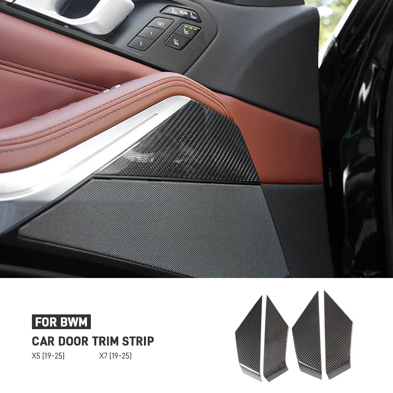 

For BMW X5 X7 G05 G07 2019-2025 Real Dry Carbon Fiber Car Inner Door Panel Trim Cover Decoration Sticker Interior Accessories