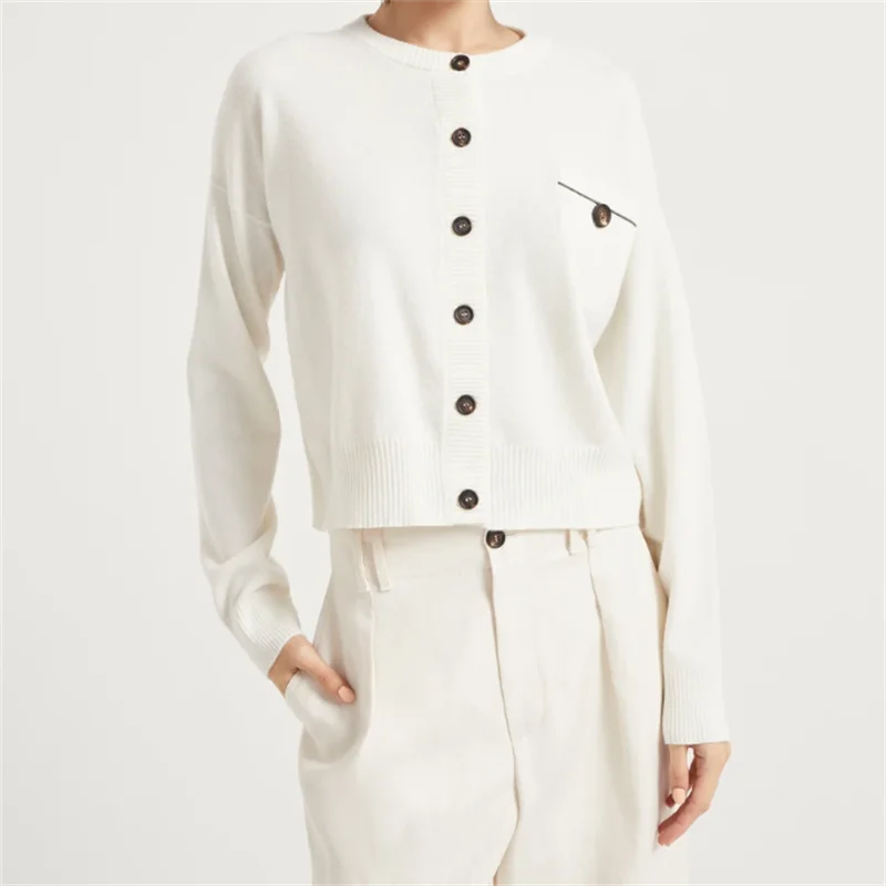 

Cardigan for women New elastic knitted long sleeved top for autumn 2025 Cashmere blend Women's sweater Asymmetric slim Knitwear