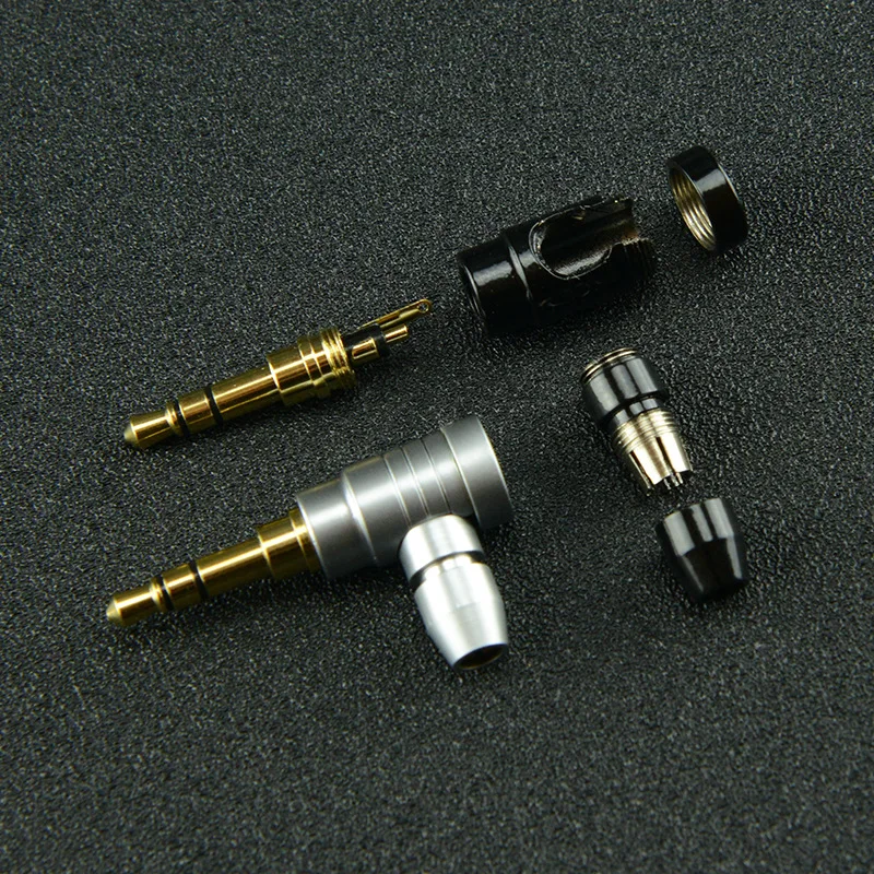Enchufe de auriculares de 10 piezas, 3,5mm, 90 grados, ángulo recto, cobre chapado en oro, 3/4 polos, adaptador de Metal estéreo 3,5, conectores de cable para auriculares