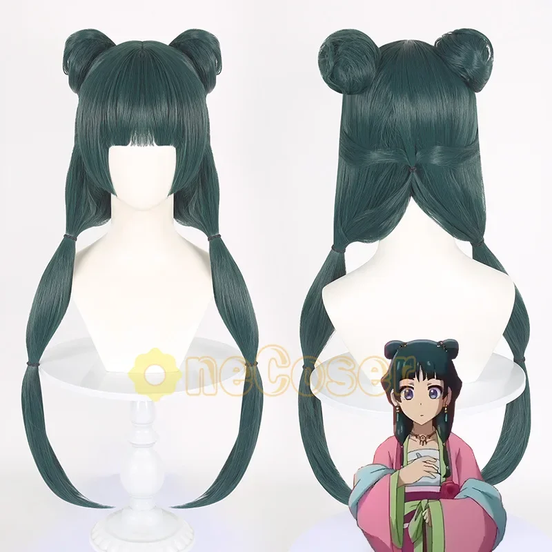 Maomao Cosplay Wig Anime The Apothecary Diaries Dark Green Hair Hanfu Style Kusuriya no Hitorigoto Hairpins Necklace  Wig Cap