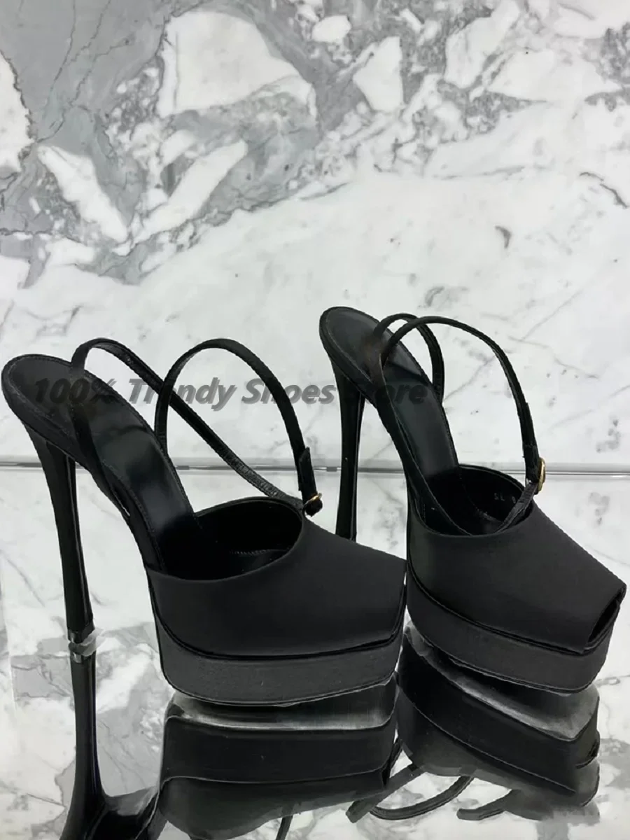 European and American Fish Mouth Thin Heel Waterproof Platform High Heels Women\'s New Style Spicy Girl Sexy Buckle Sandals