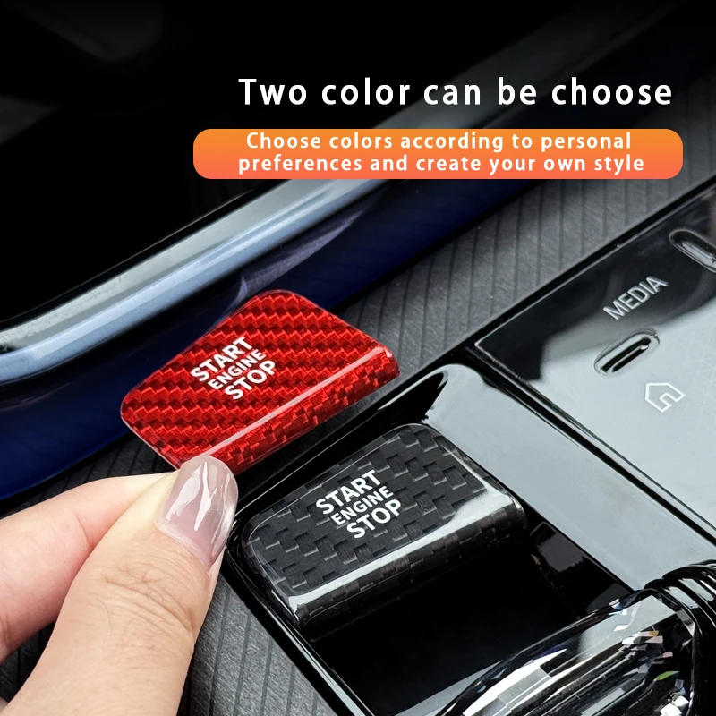 لسيارات BMW 5 Series i5 G60 2024-2025 محرك السيارة بدء زر التوقف ملصق الكسوة ألياف الكربون الحقيقية غطاء أزرار التشغيل بلمسة واحدة