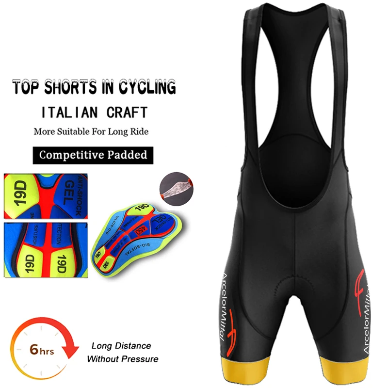 

ArcelorMittal Bicycle Shockproof Bib Shorts Men Outdoor Wear Bike Cycling pants Summer Breathable 19D Gel Padded Cycling Shorts