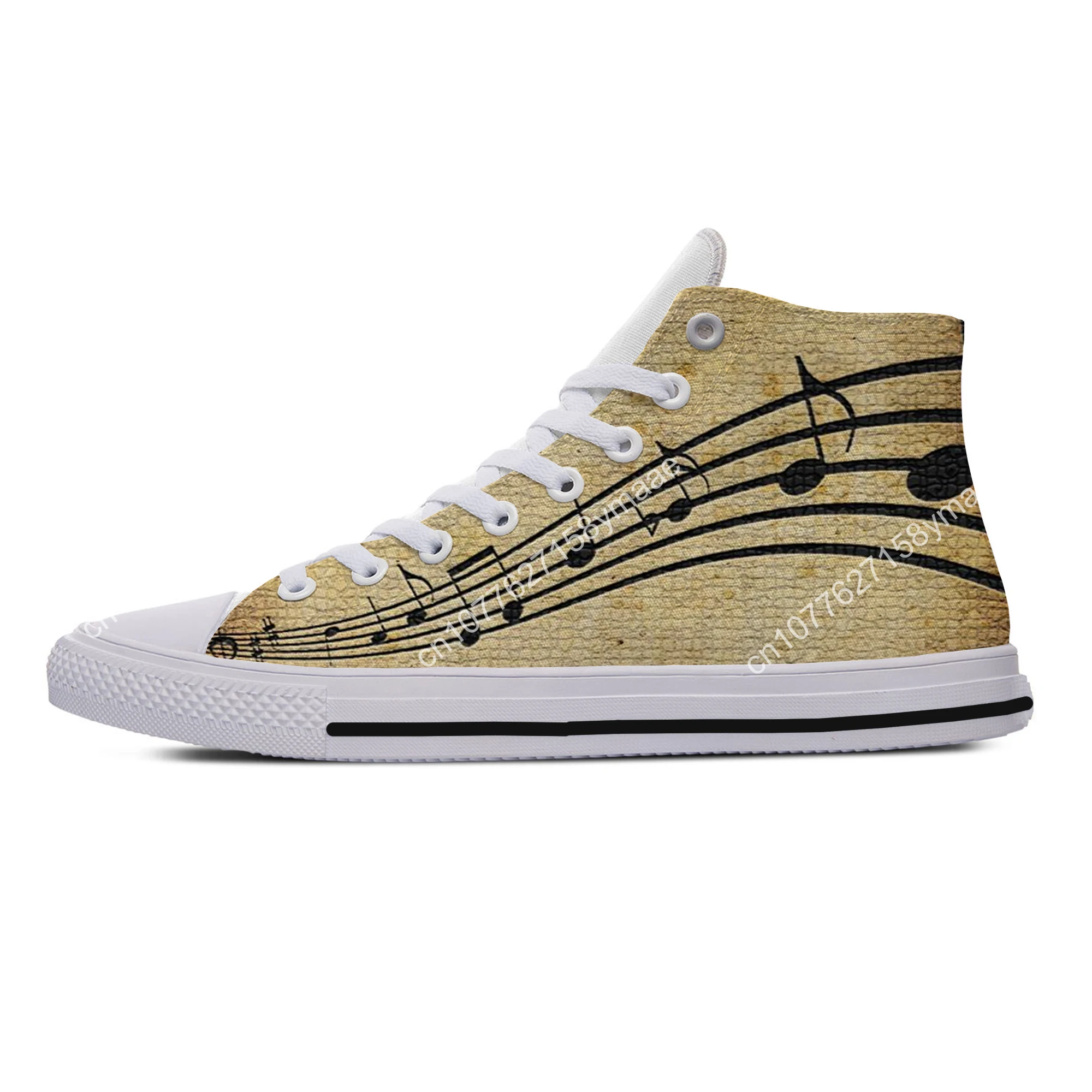 Hot Cool Piano Music Notes Keys Novelty Design Lightweight High Top Canvas Shoes Men Women Casual Sneakers Classic Board Shoes