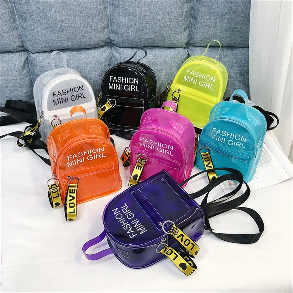 

Mini Women'S Backpacks 2023 Transparent Pvc Jelly Female Bag Small Shoulder Bags For Teen Girls Fashion Casual Backpack Bags