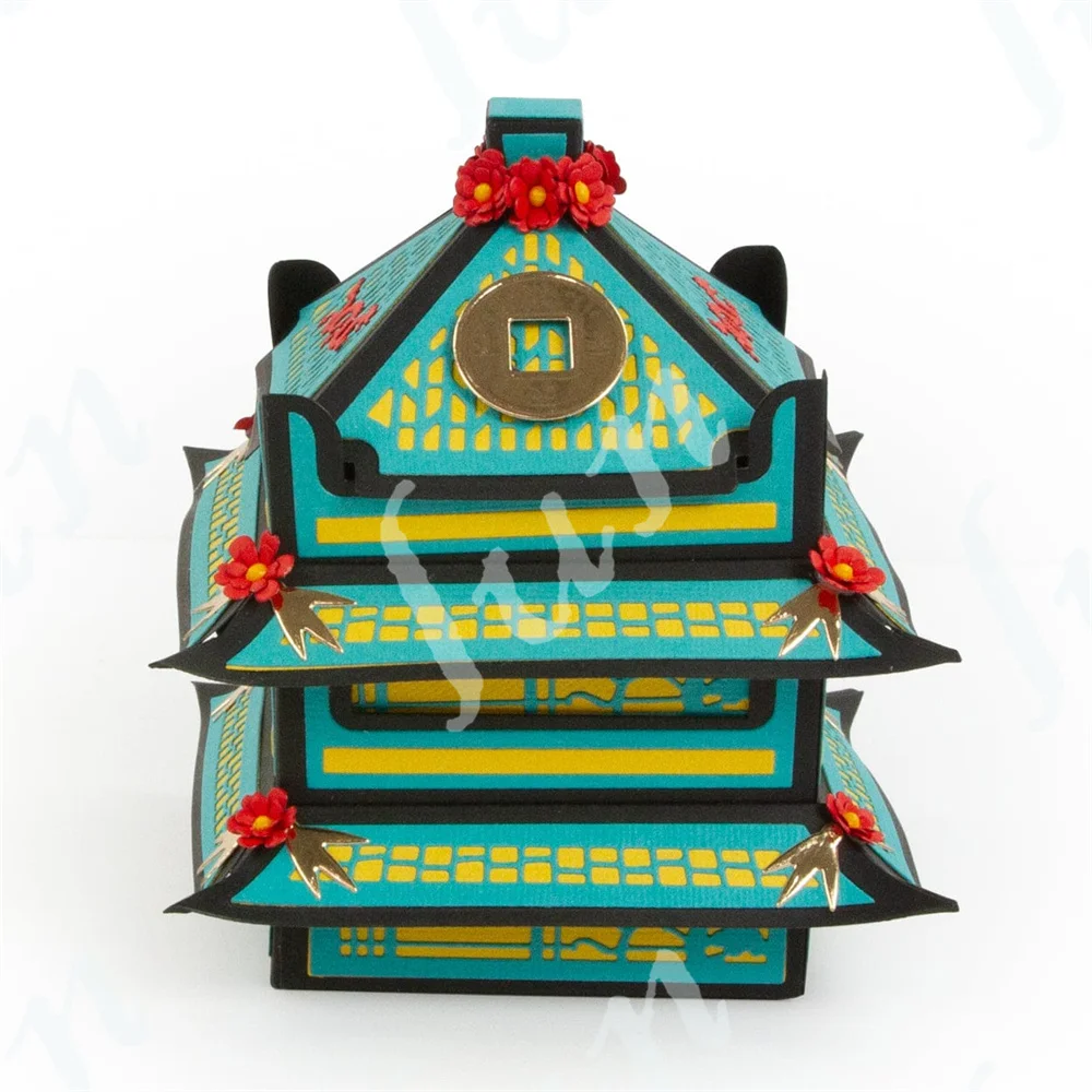 New Pretty Pagoda Gift Box Die Cut Metal Cutting Dies Stencils for DIY Scrapbooking Photo Album Paper Card Embossing Molds - Image 2