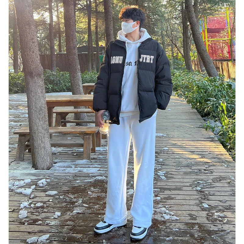 

Винтажный американский буквенный принт, универсальный хлопковый джет с воротником-стойкой, осень-зима, мужской модный брендовый открытый кардиган, теплая верхняя одежда