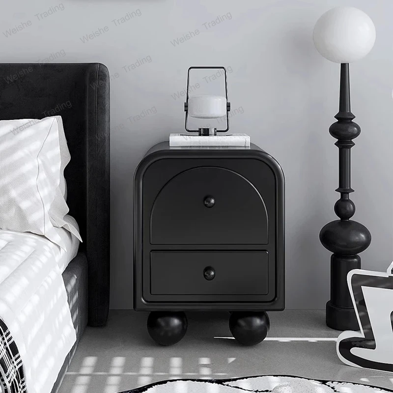 Mesitas de noche blancas con almacenamiento, mesitas de noche minimalistas clásicas francesas negras, criado muerto pequeño y moderno para dormitorio, muebles para el hogar