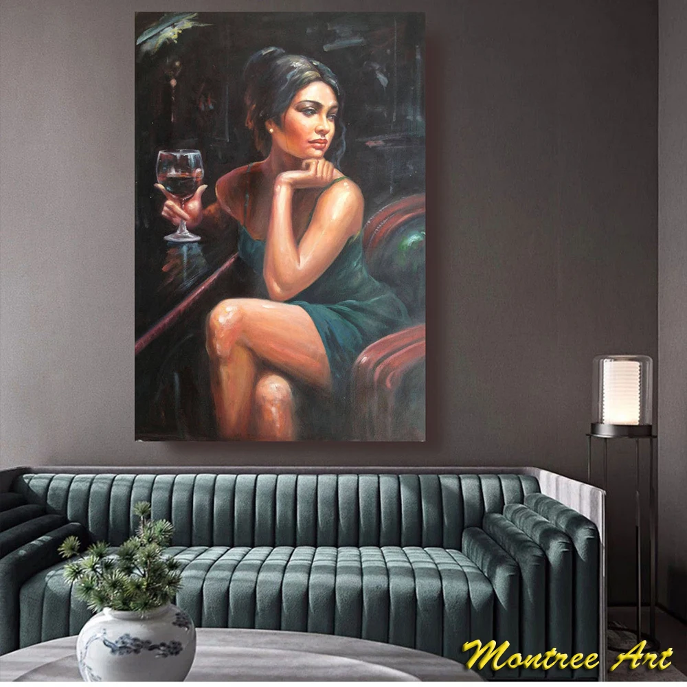 Hand Painted Oil Painting Figure Painting Sex Girl Painting Handpainted Portrait Oil Painting on Canvas Woman Painting Portrait