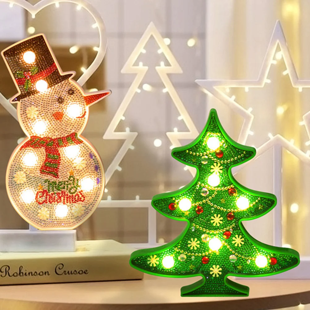 

Christmas Tree Decorative Painting Lamp DIY Diamond Art Illuminated Wall Light for Living Room Bedroom Holiday Party Unique Gift