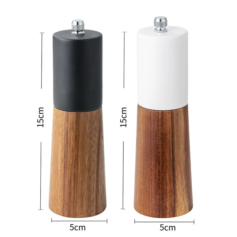 New Manual Salt Pepper Grinder Sets Solid Wood Spice Pepper Mil Adjustable Ceramic Grinder Kitchen Salt Spoon Pepper Grinding
