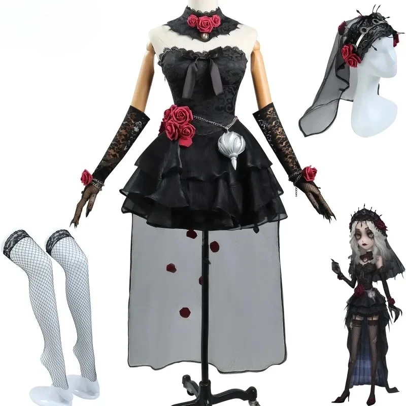 Costume de psychologue Everlasting Night Ada Mesmer, ensemble d'accessoires de robe élégante noire de haute qualité, Cosplay