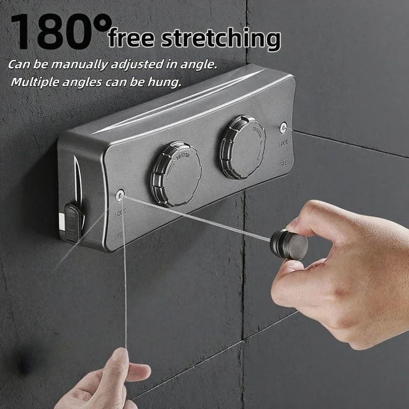 5.1 Meters Retractable Clothesline Indoor Outdoor Stainless Steel Clothes Drying Rack Heavy Duty Space Saving Drying Hanger