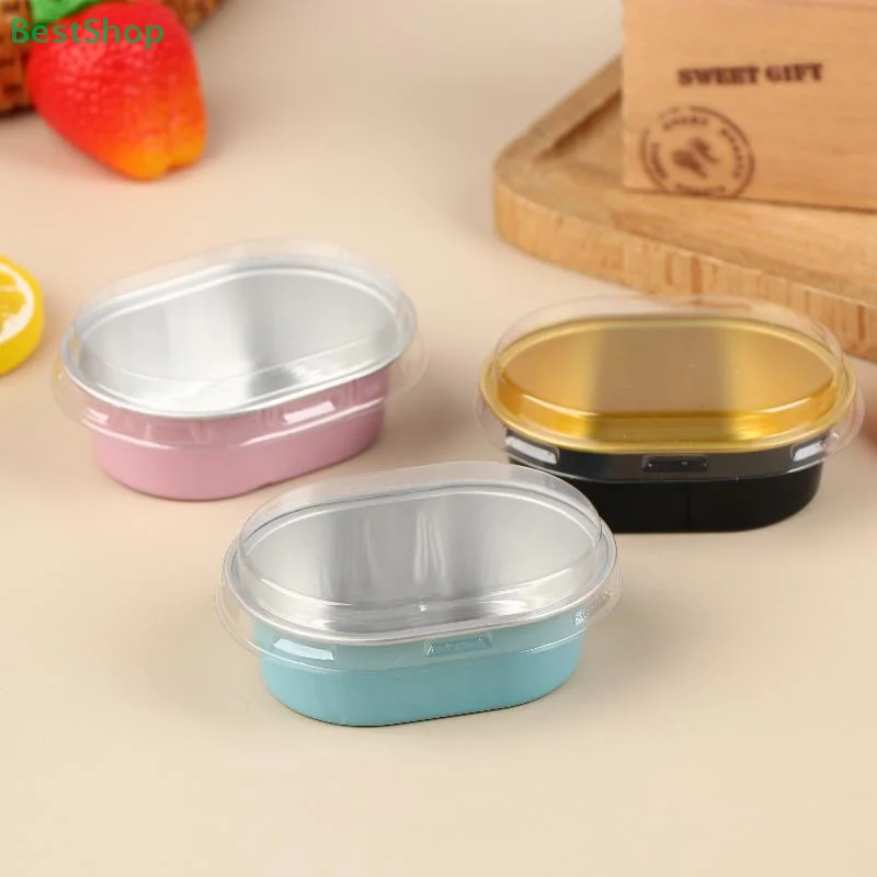 💕 Molde oval semi-cozido para cheesecake, copo de bolo de pudim, utensílios para assar em folha de alumínio, copo resistente ao calor e à altas temperaturas