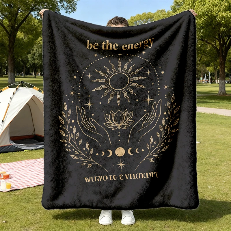 Be The Energy You Wish To Attract Flannel Blanket, Celestial Sun Moon Flannel Blanket & Flannel Blanket