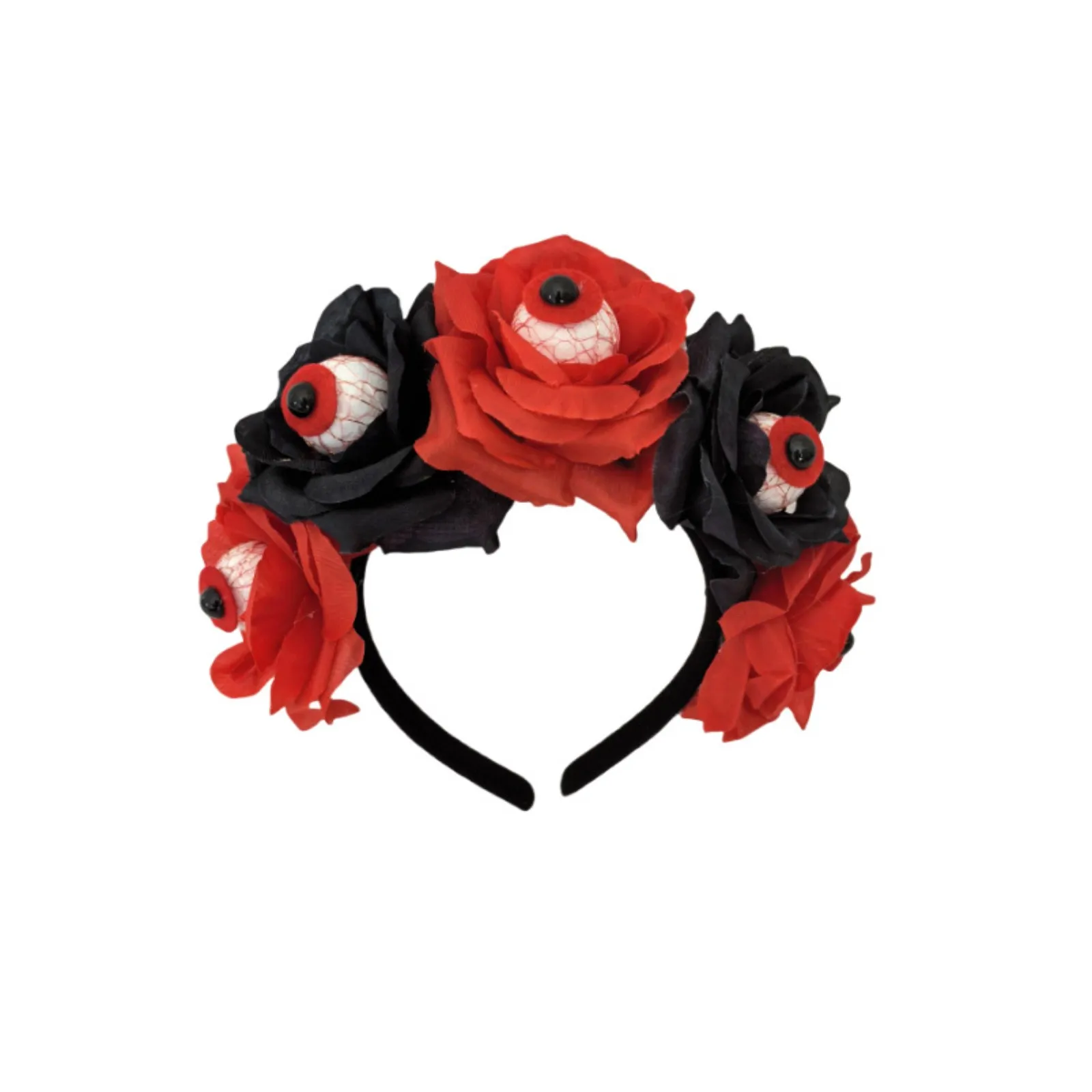 

Halloween Day Of The Dead Headband Bloomy Rose Floral Crown Scary Eyeball Festival Hair Hoop Cosplay Costume Headpiece