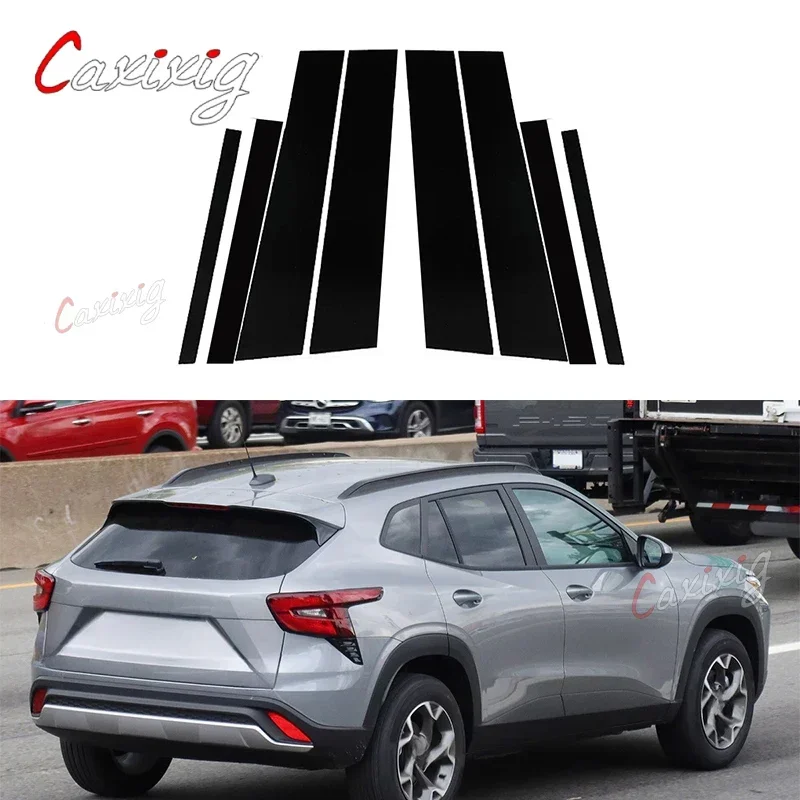 

Глянцевая фортепианно-черная дверь автомобиля, окно, центр, средняя колонна B C, стойка, зеркальный эффект, накладка из ПК для Chevrolet Trax 2024