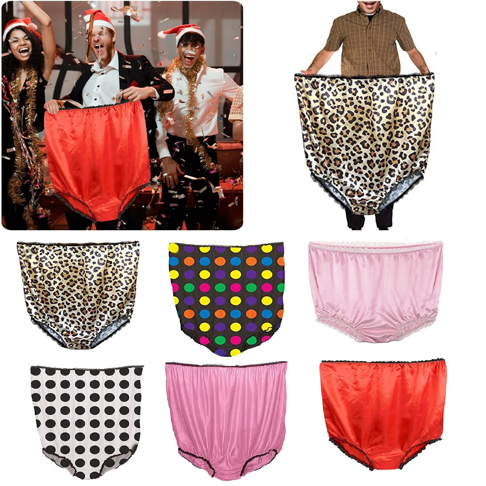 Christmas Funny Big Underwear Mama Undies Plus Size Granny Panties White ElephantJoke Gift（1PC） Photo Booth Props Sweet 16