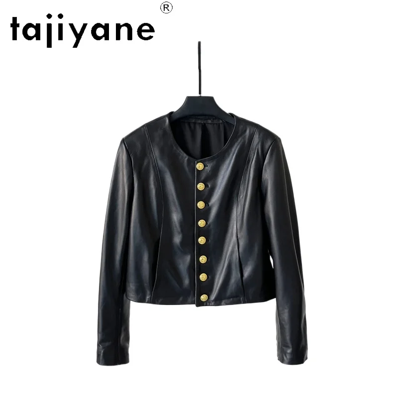 

TAJIYANE Genuine Sheepskin Leather Jacket Woman Short Autumn Coat Casual O-Neck Real Leather Jackets Women Clothing 2026 jaqueta