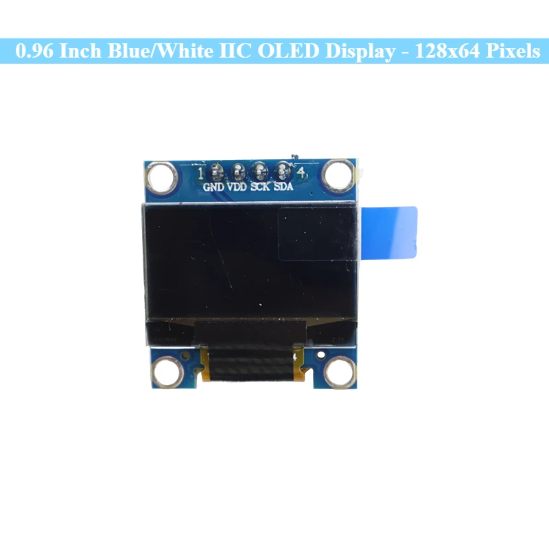 New 0.96 Inch Blue/White IIC OLED Display - 128x64 Pixels Arduino/RPi/ESP32 Compatible Low Power Compact for DIY & Embedded