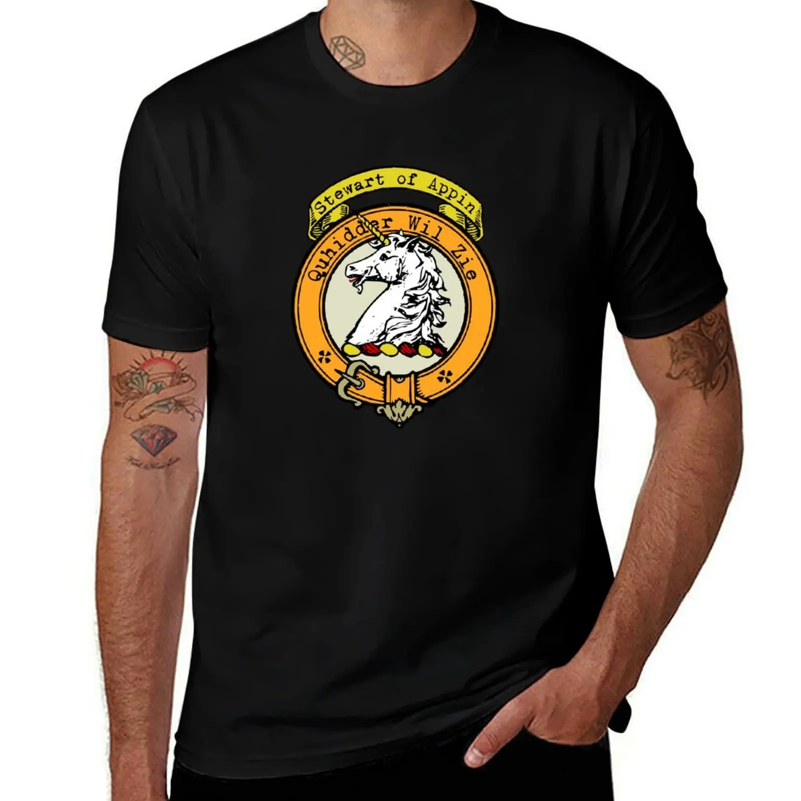 Stewart of Appin Clan Surname crest T-Shirt Basic Breathable Solid Color T-Shirt