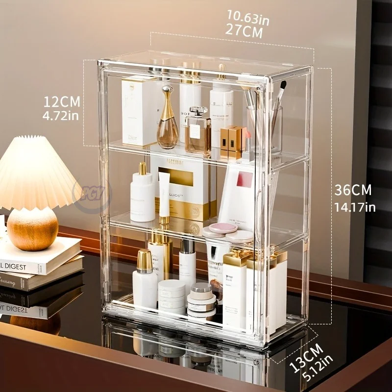 

2/3PCS Magnetic Door 3-Tier Display Case Transparent Plastic Shelf with Adjustable Dividers Doll/Secret Room Box Collectible Box