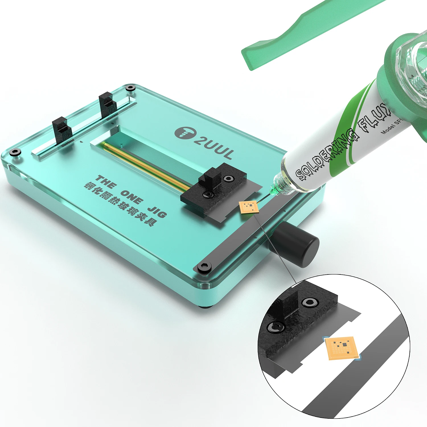 2UUL THE ONE JIG With Tempered Glass Heat Insulation Fixture PCB Board Holder For Mobile Phone CPU Chip IC Dot Matrix Repair