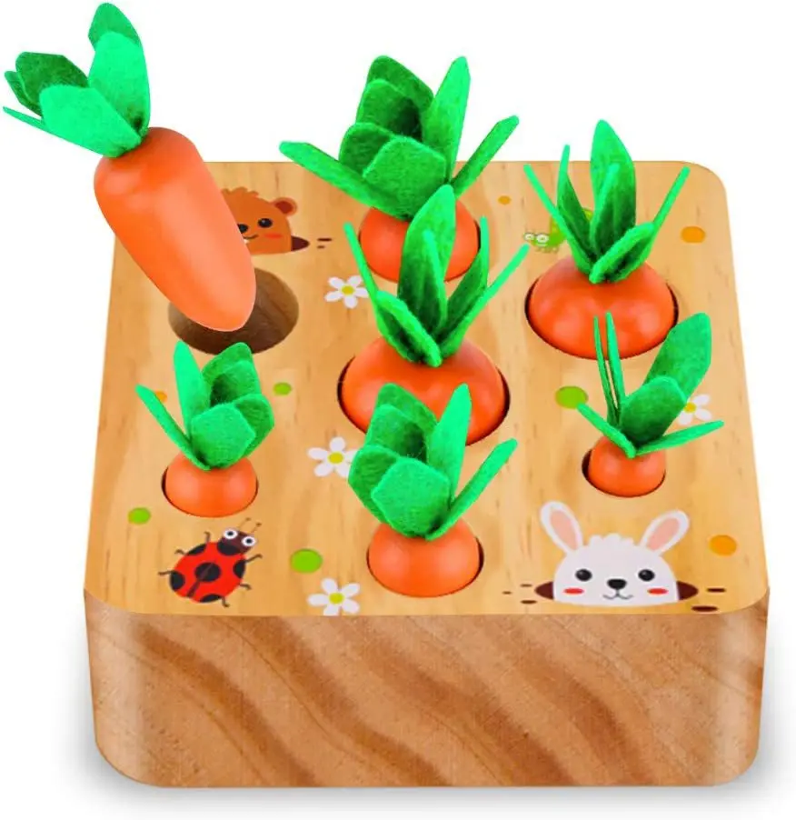 Carrot Harvest Game Wooden Toys Suitable for Boys and Girls Education Shape Matching Puzzle Gifts