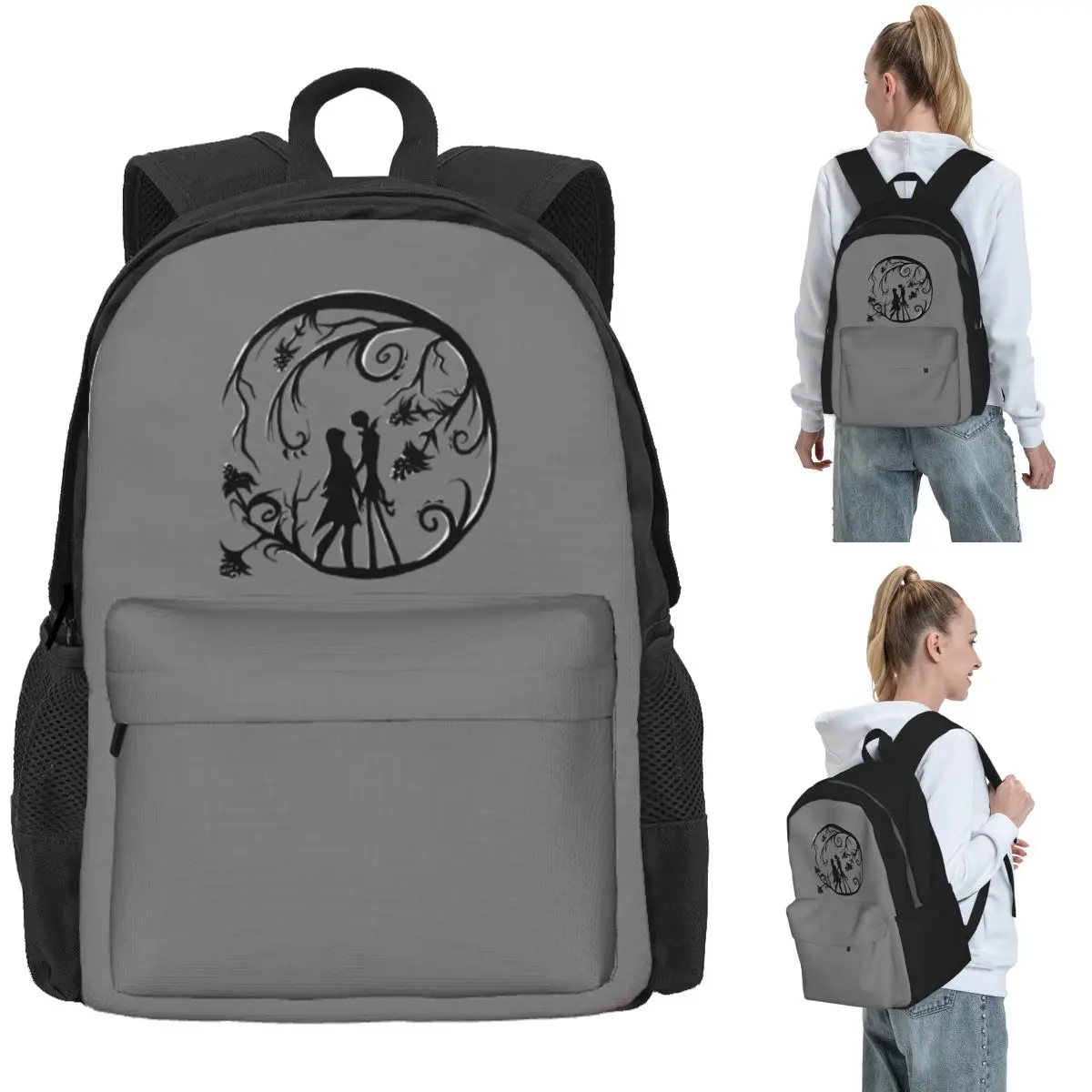 

Jack And Sally Silhou Backpack Daypack Large Capacity Kids BookBag School Bag Shoulder Bags for Men Women