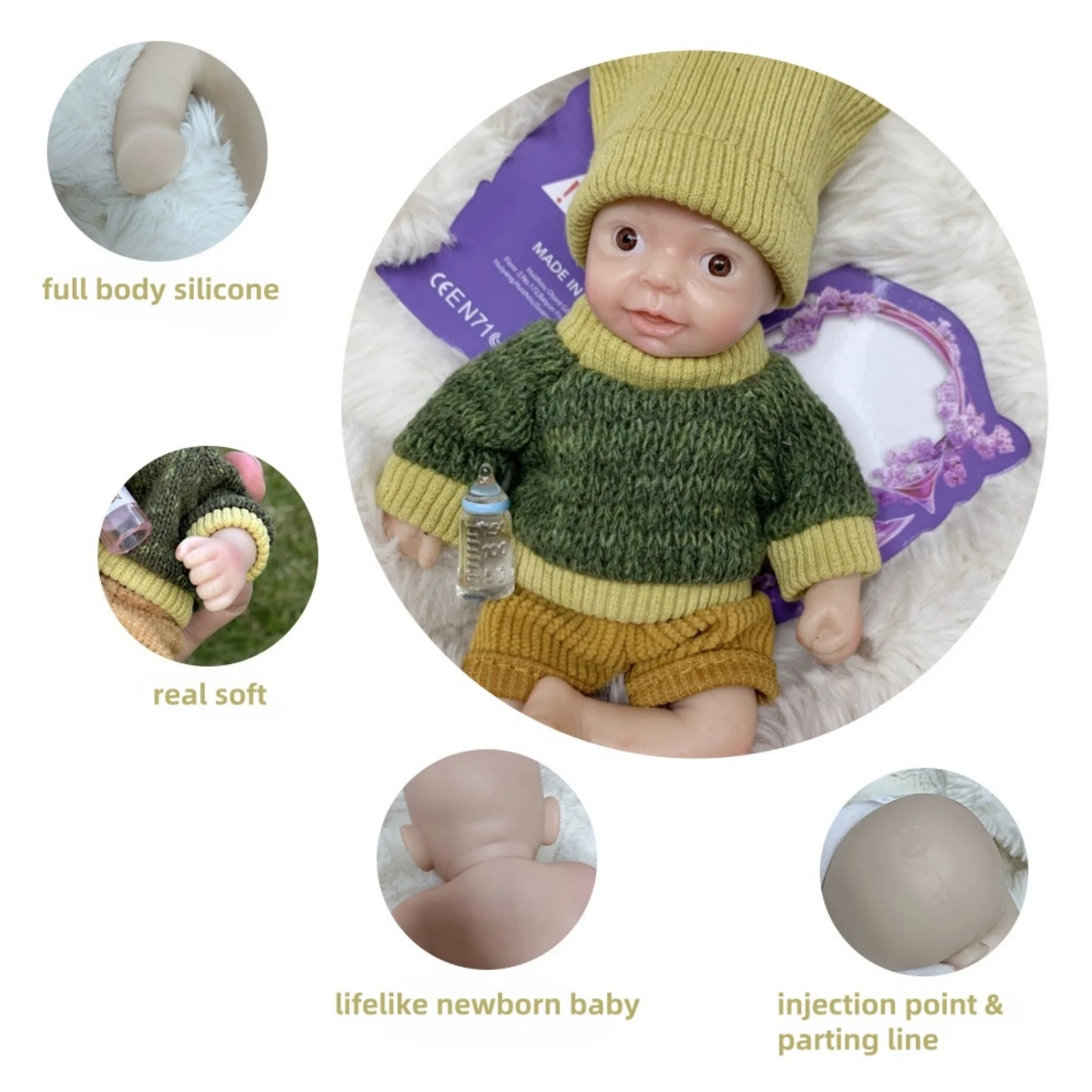 AnjoDoll Lovely 6 Inch Palm Newborn Babies Full Body Silicone Boys Reborn Dolls Bebe Reborn Corpo De Silicone Inteiro