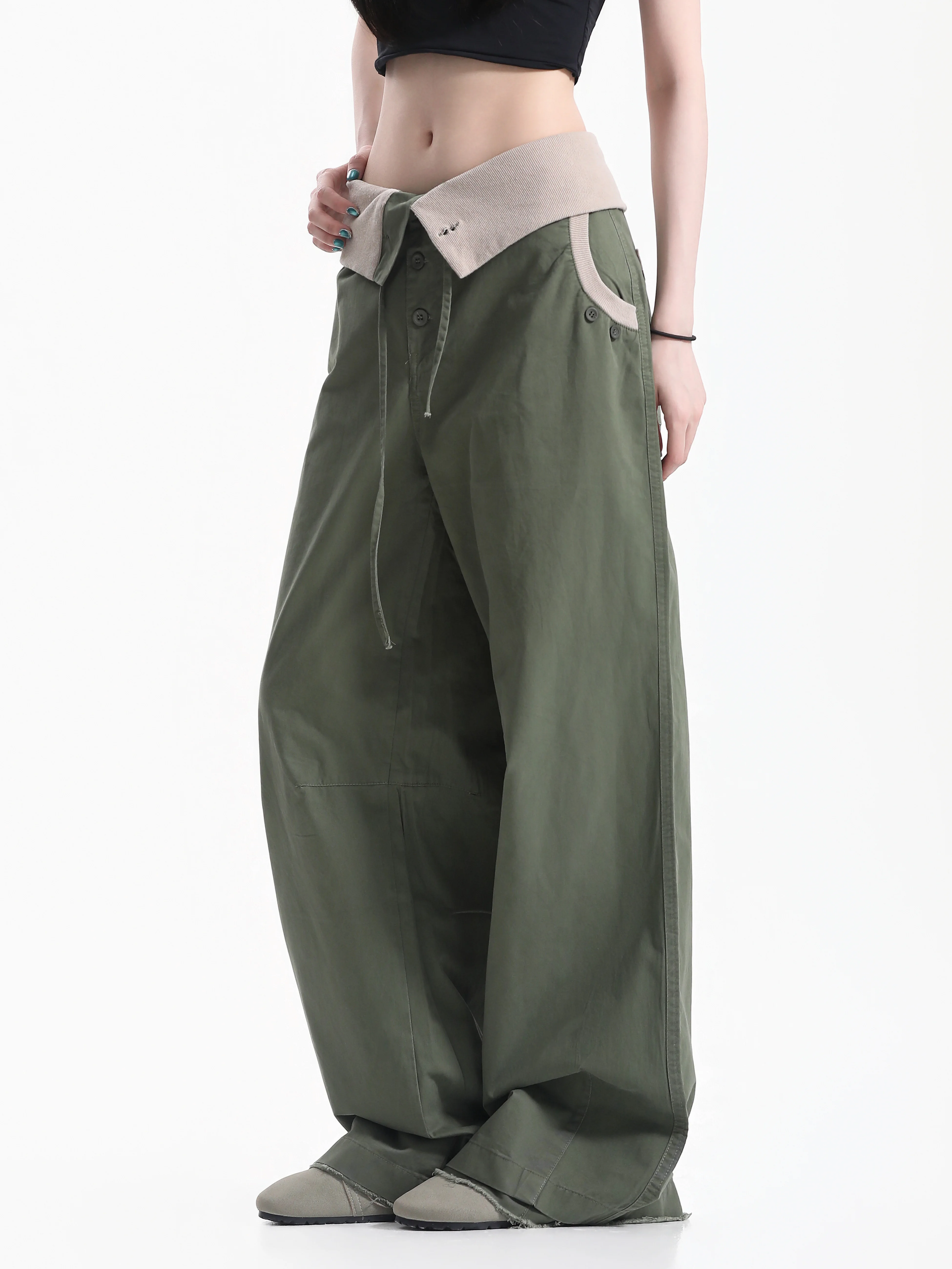 Cleanfit High Waist Pleated Drapey Workwear Pants Street Style Wide Leg Trousers for Couples Casual Straight Leg Trousers