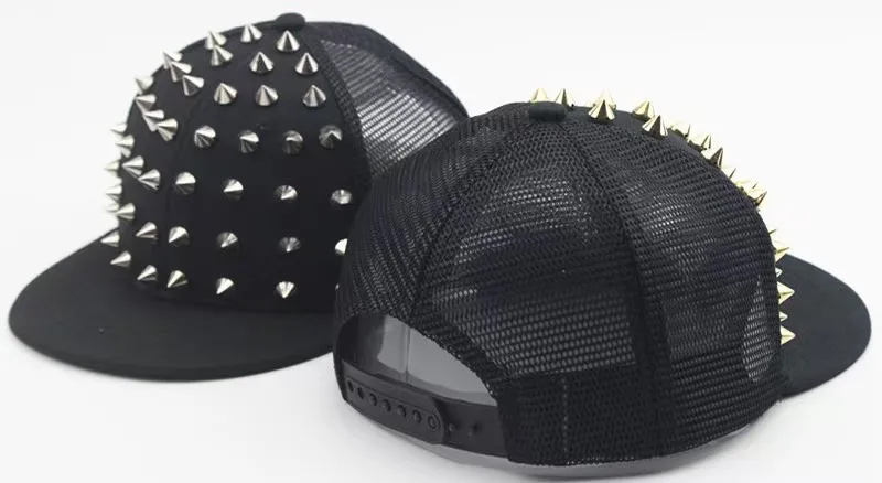 Mannen Vrouwen & kinderen Punk Spike Bezaaid baseball cap Rechte Rand Hip Hop Stijl Cap voor 2-7 Jaar oude Jongens En Meisjes Cool Accessoire