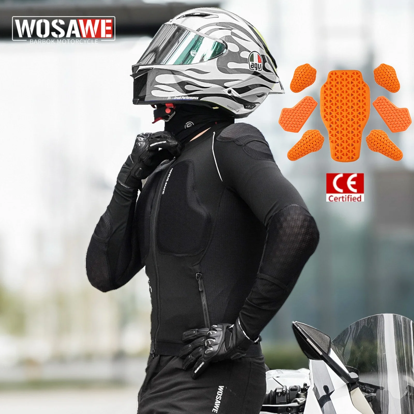 

WOSAWE Motorcycle Jackets Full Body Armor Protection Jacket For Motorbike Racing Lightweight Soft Motocross Clothing Moto Jacket