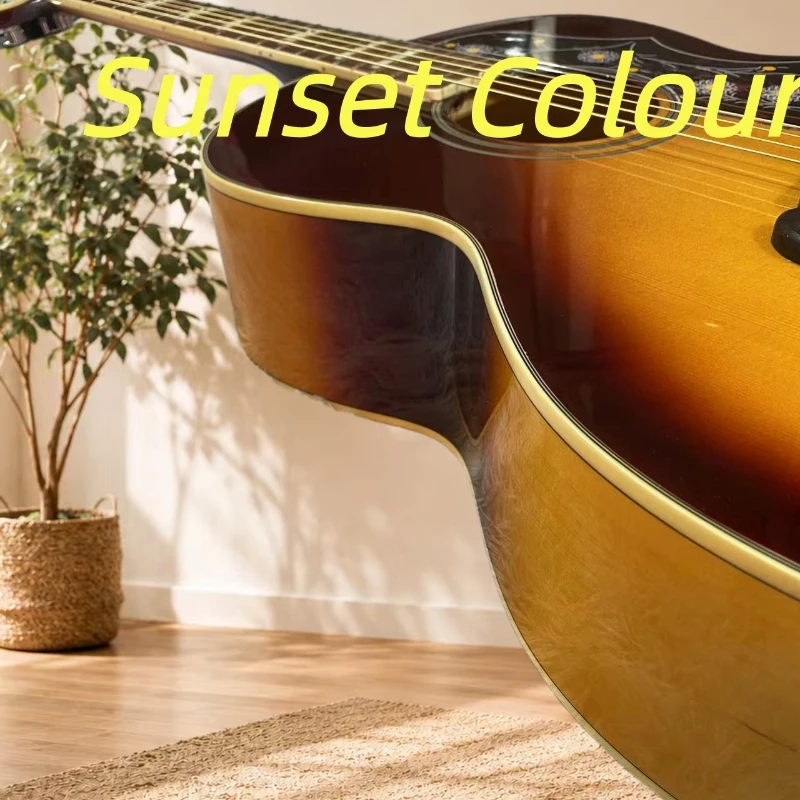 Acoustic Guitar Solid Top Sunset Gradient Maple Side Panel Jumbo 200 Large Barrel Daisy Carving Cloud Shell Free Shipping