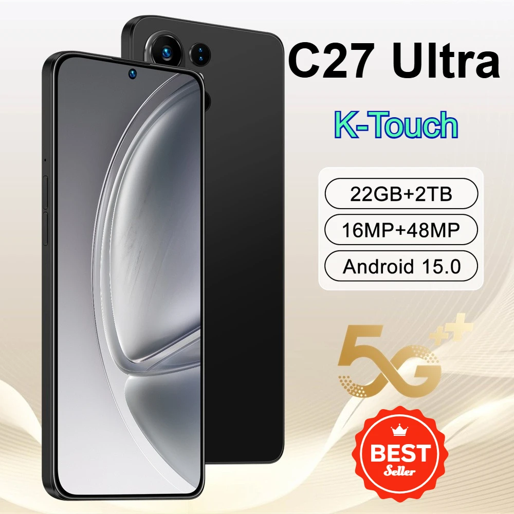 K-Touch Smartphone 5G C27 Ultra Mobiltelefone Android Handy 7,3 Zoll HD 22G+2TB 48MP Smartphone 7800mAh Dual SIM WIFI Entsperrt Global