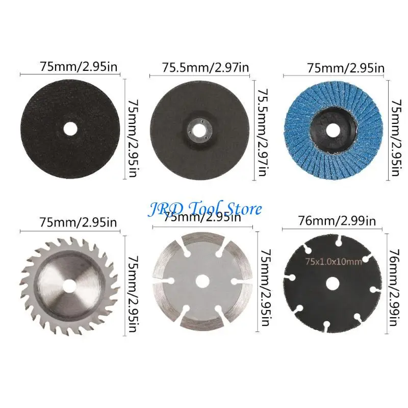 A2UD 6pcs 75 mm 3 pulgadas Disco Disc Rueda corte para molineras ángulo Circulares