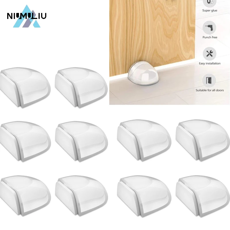 

D2 4Pcs Acrylic Door Stopper Transparent Floor Door Stops Self Adhesive Hidden Wall Buffer Protection of Wall and Furniture