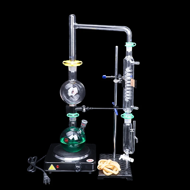 Factory price 500ml essential oil glass distillation apparatus rose essential oil purification glassware apparatus